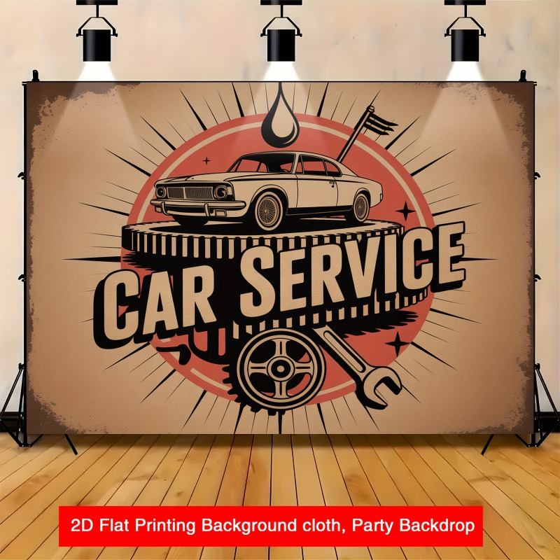 Heavy Equipment Service - Großes Retro-Autoservice-Banner – robustes Garagenschild, ausgestattet
