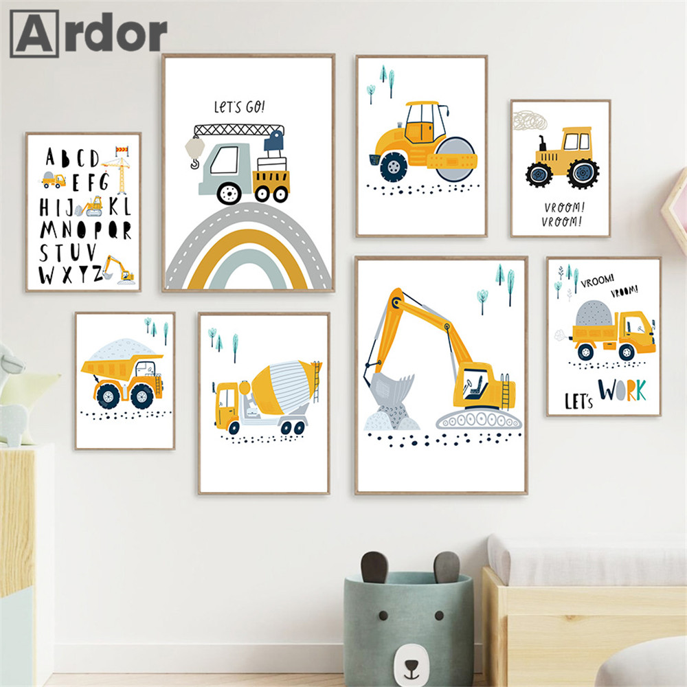 Heavy Equipment Background - Kind Poster Cartoon Traktor Lkw Bagger