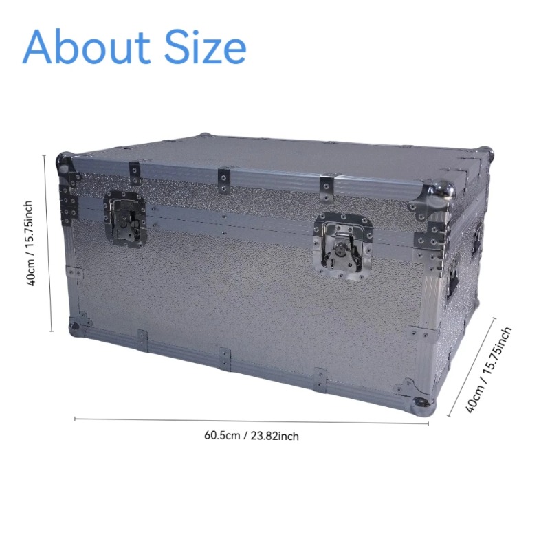 Silberner Flightcase aus Alumi – Heavy Equipment Logos Bewertung und Preis