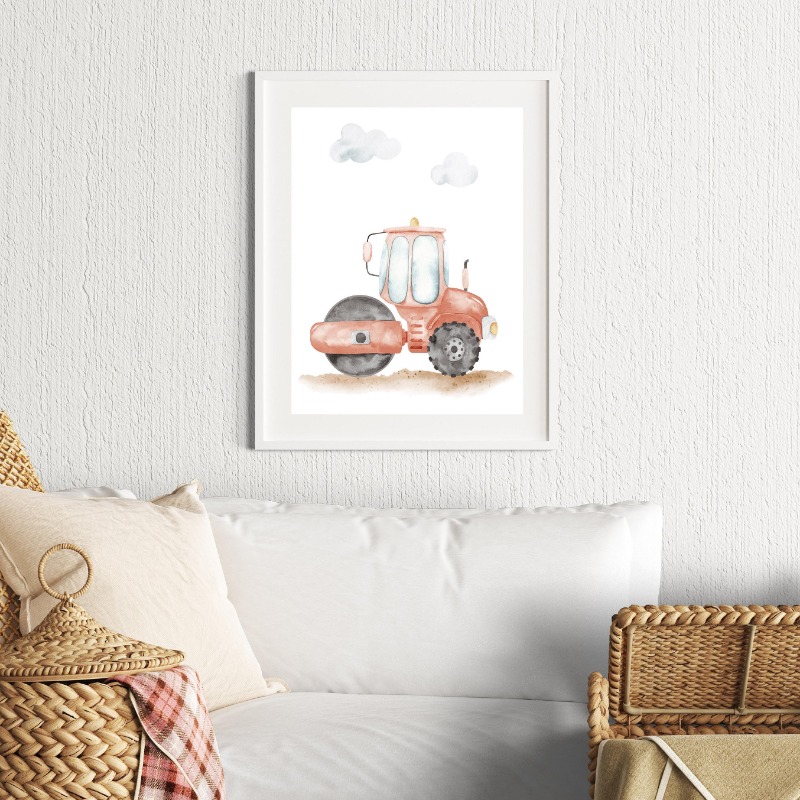 Aquarell-Fahrzeuge, Wandkunst, – Heavy Equipment Background Bewertung und Preis