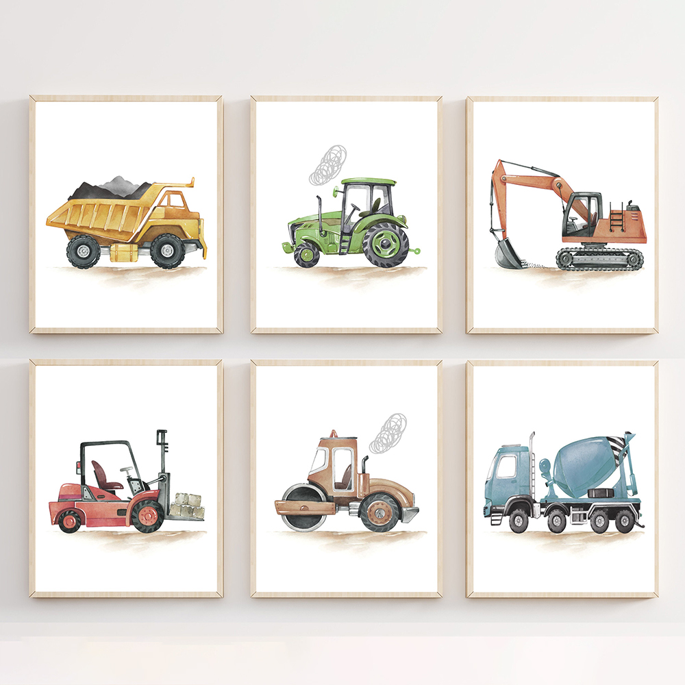 Baufahrzeug Drucke Leinwand Ma – Heavy Equipment Background Bewertung und Preis